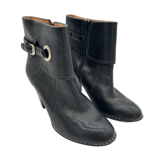 Sofft Black Leather Ankle Boots Buckle Accent Women's Size 8W 8 W - Picture 1 of 5